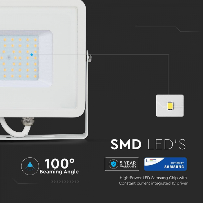 Proiector LED Alb 50W Chip Samsung Alb Rece 411 [5]