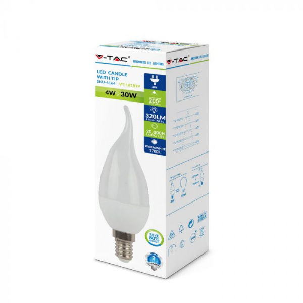 Bec LED 4W E14 tip lumanare flacara Alb cald/Alb Natural [7]