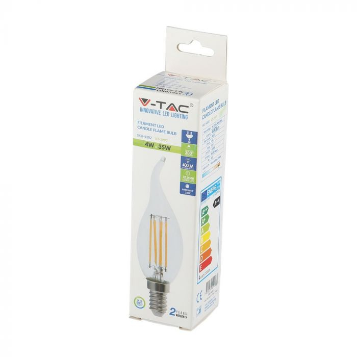 Bec LED Filament Flacara 4W E14 Clar - Alb Cald/Alb Natural [2]