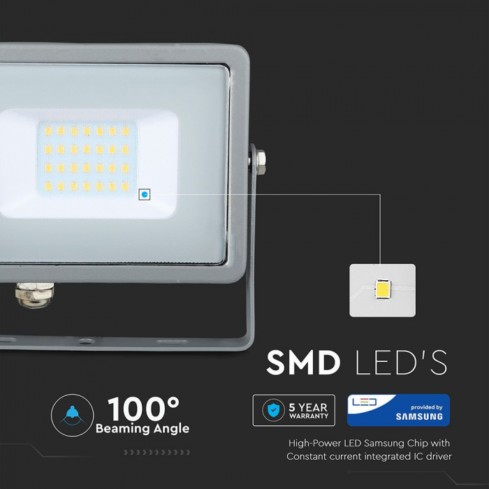 Proiector LED Gri 20W Chip Samsung Alb Neutru 445 [3]