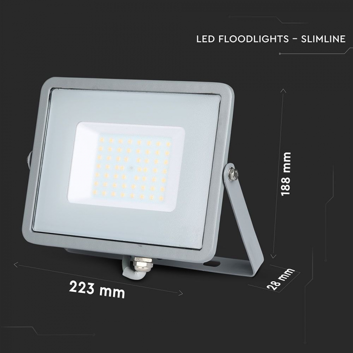 Proiector LED Gri 50W Chip Samsung Alb Rece 465 [6]