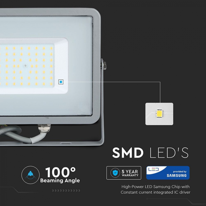 Proiector LED Gri 50W Chip Samsung Alb Cald 463 [5]