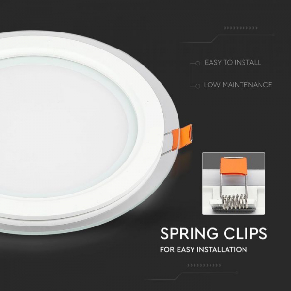 Panou LED 12W cu sticlă - Rotund, Alb cald [7]