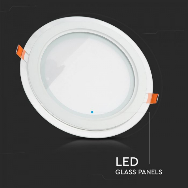 Panou LED 18W cu sticlă - Rotund, Alb rece montaj Incastrat [6]