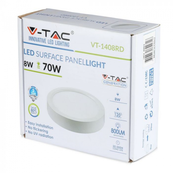 Panou LED aparent 8W rotund Alb rece montaj Aplicat [4]