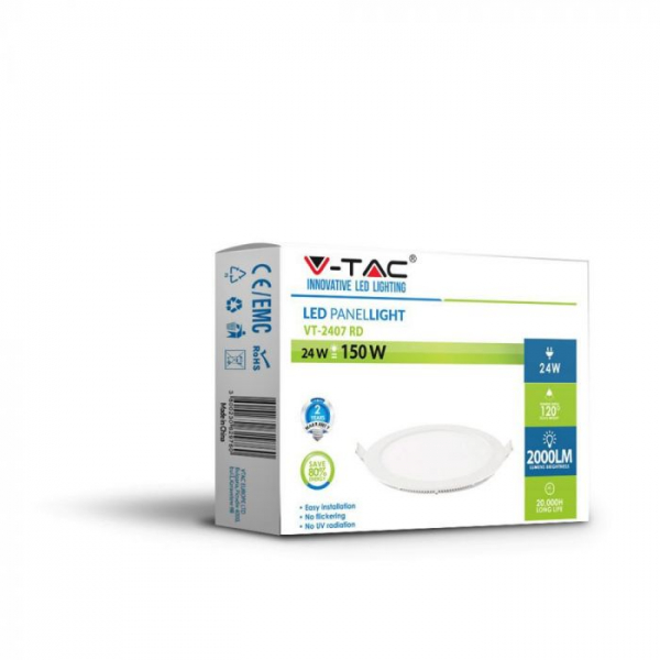 Panou LED premium 24W rotund Alb cald montaj Incastrat [3]