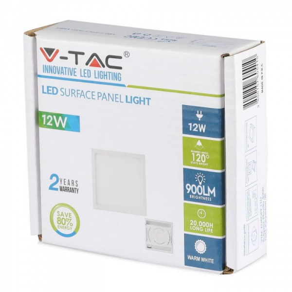 Panou LED Premium aparent 12W patrat Alb cald montaj Aplicat [3]