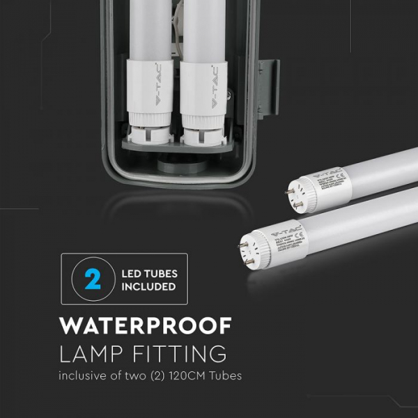 Lampa LED liniara impermeabila echipata complet cu 2 tuburi de 22W fiecare 1500mm 4000k [2]