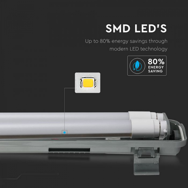 Lampa LED liniara impermeabila echipata complet cu 2 tuburi de 22W fiecare 1500mm 4000k [4]
