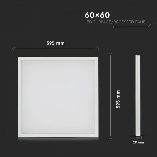Panou LED 40W 600x600mm Alb Rece montaj incastrat/aplicat 3200lm [3]