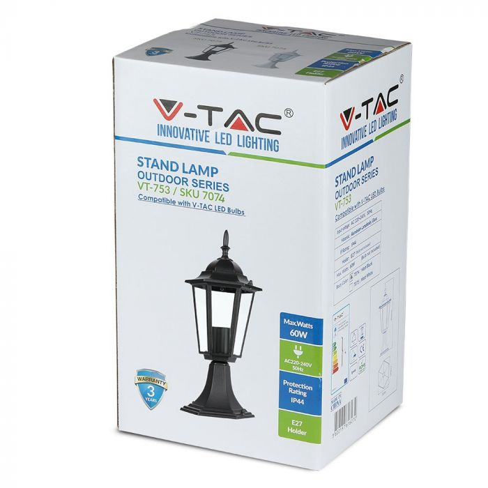 Lampa Suport de Gradina tip Felinar 1xE27 Corp negru mat [3]