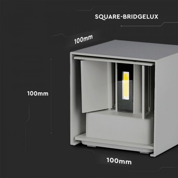 Aplica LED 12W Patrata IP65 Chip BRIDGELUX Corp Gri Alb Cald [6]