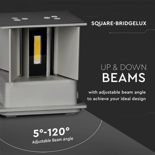 Aplica LED 6W Patrata IP65 Chip BRIDGELUX Corp Gri Alb Cald [7]