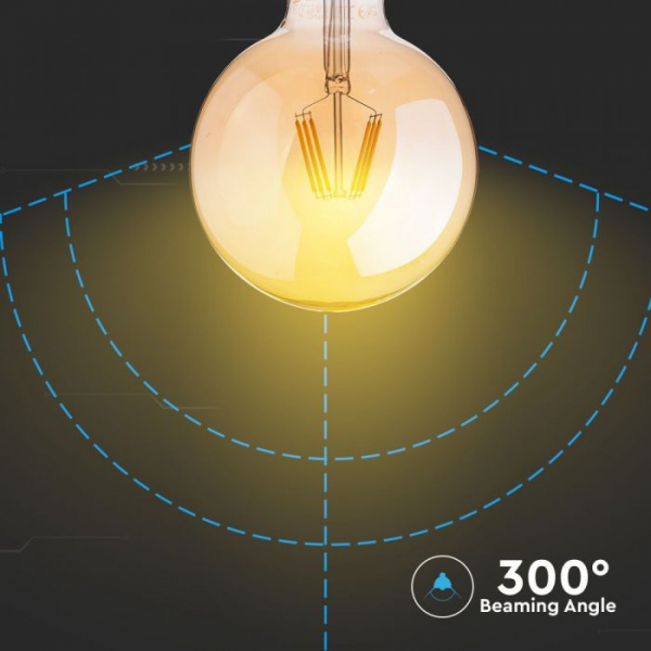 Bec LED Filament 6W E27 Dimabil Amber G95 - Lumina Calda [4]