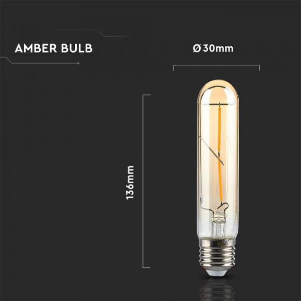 Bec LED Filament 2W E27 T30 Amber Alb Cald [3]