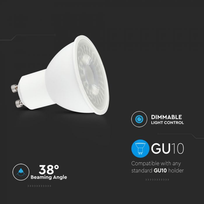 Bec Spot LED 6.5W GU10 Alb Rece Dimabil Blister 2 Bucati [5]