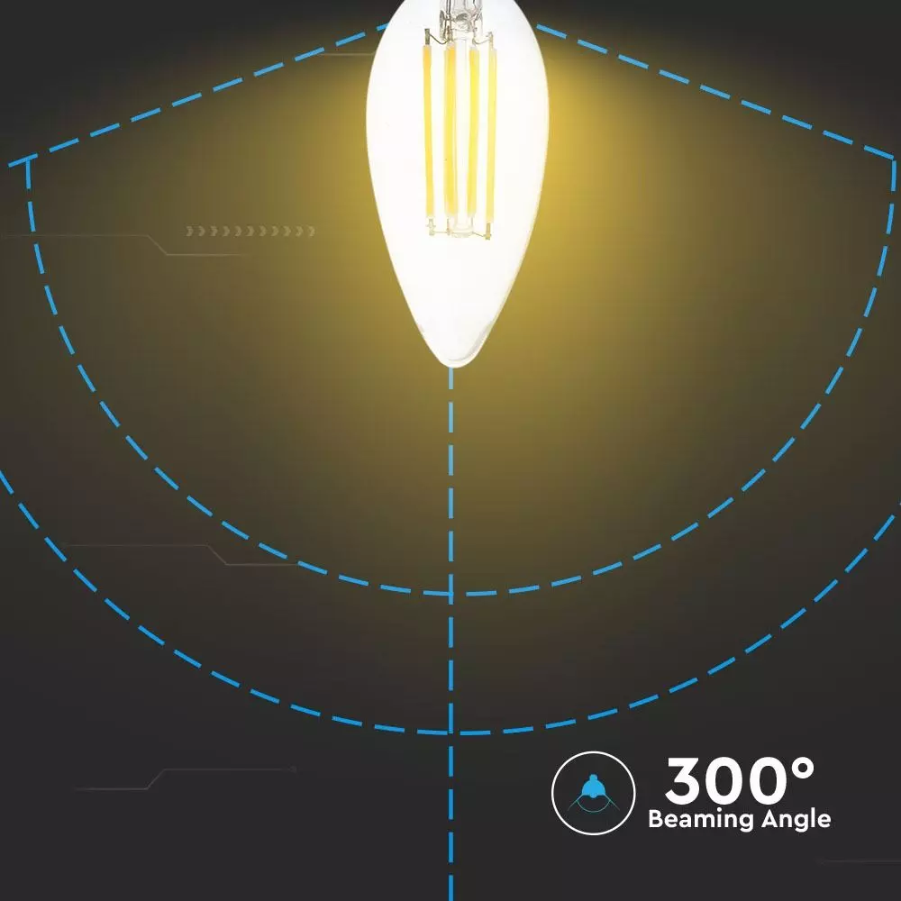 Bec LED 4W E14 Filament Lumanare Blister 2 bucati Alb Cald 7365 [5]