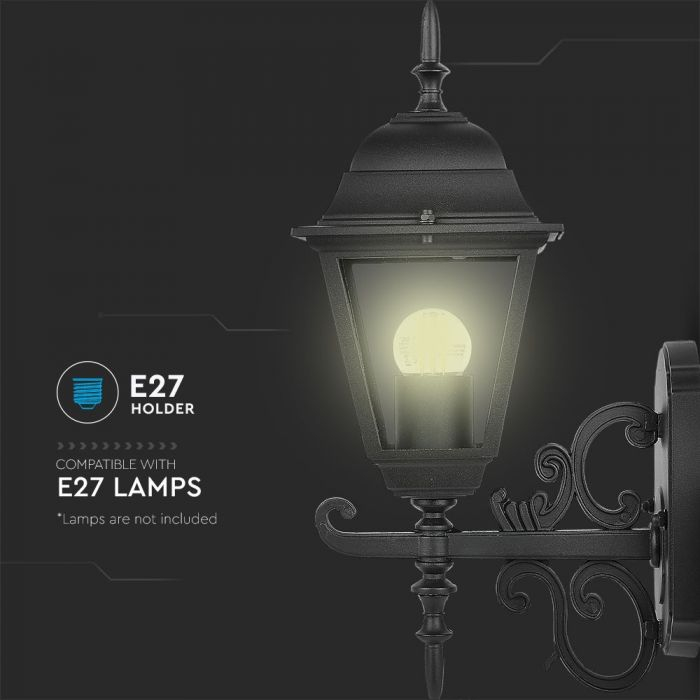 Lampa de Gradina tip Felinar 1xE27 Corp Negru Mat [7]