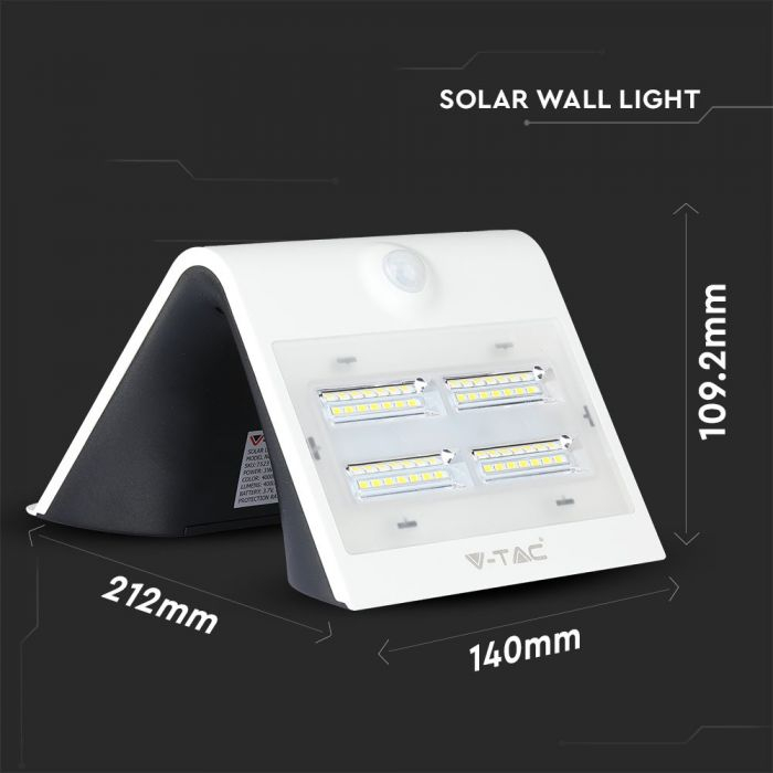 Lampă LED de perete încărcare solară 3W LED Corp Alb&Negru Alb Natural [4]