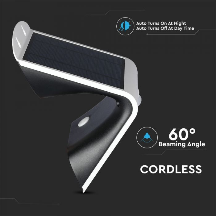 Lampă LED de perete încărcare solară 3W LED Corp Alb&Negru Alb Natural [6]