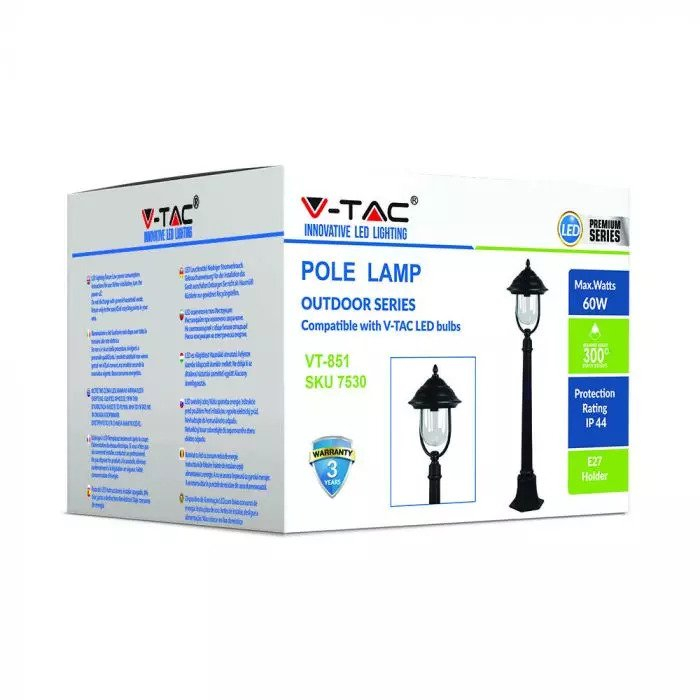 Lampa de Gradina tip Felinar 1xE27 Corp Negru 1.1m [5]