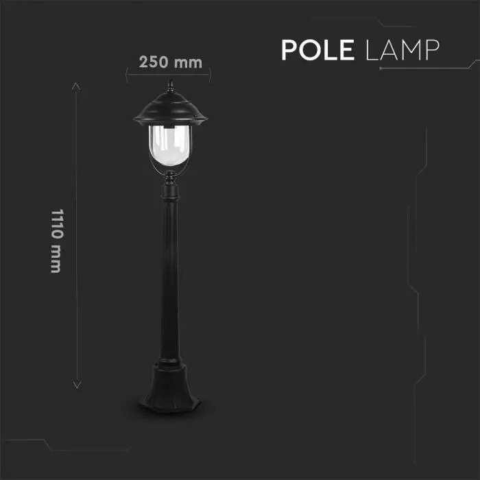 Lampa de Gradina tip Felinar 1xE27 Corp Negru 1.1m [4]