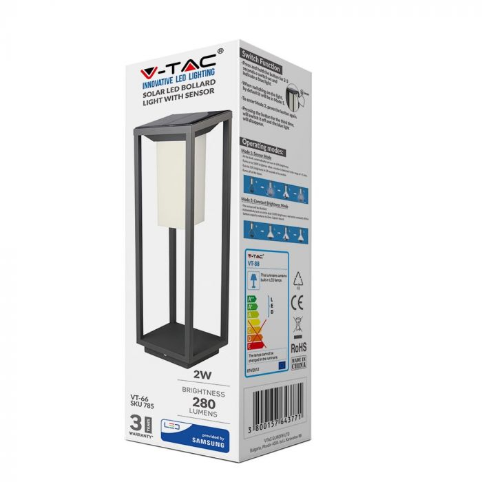 Lampa LED Solar Cip SAMSUNG 2W Cu Senzor Corp Gri Alb Cald [3]