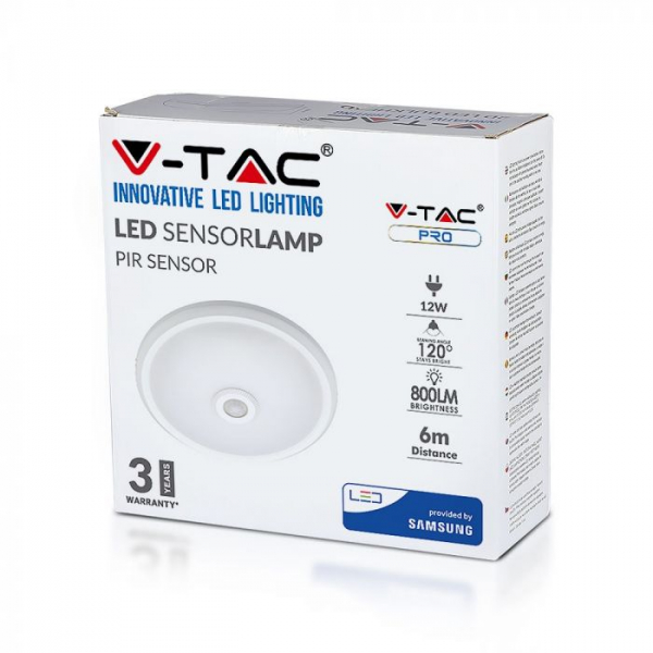 Plafoniera LED Alba Rotunda 12W Cu Senzor CIP SAMSUNG Alb Neutru/Alb Rece [3]