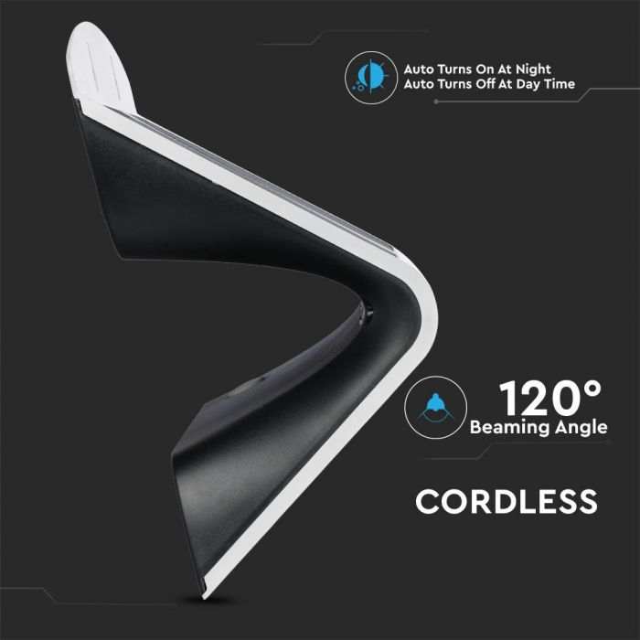 Lampă LED de perete cu încărcare solară  7W LED Corp Alb&Negru Lumină neutră [6]