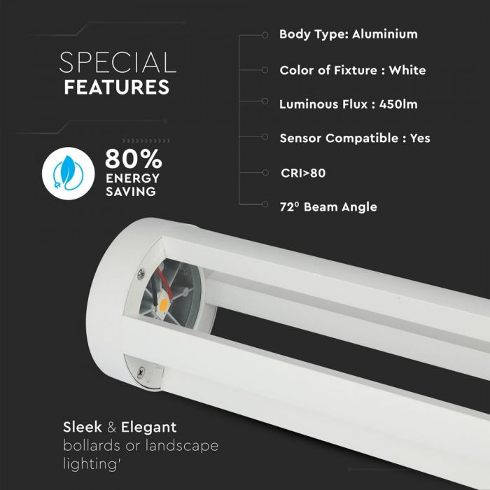 Lampa Led Stalpisor de Gradina 10W Corp Alb 80cm Alb Cald [2]