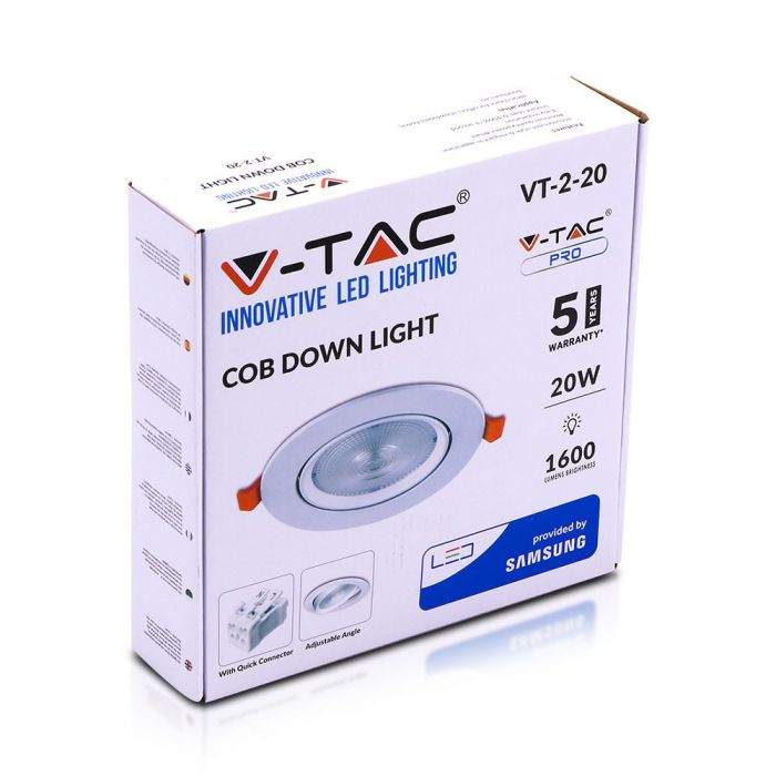 Spot LED 20W Orientabil Cu CIP SAMSUNG IP20 Rotund Alb Cald/Alb Natural/Alb Rece [3]