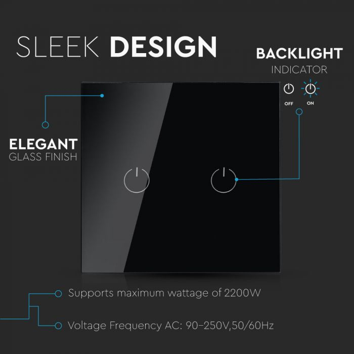 Intrerupator Negru 2 Comutator WIFI Compatibil Cu AMAZON ALEXA Si GOOGLE HOME [4]