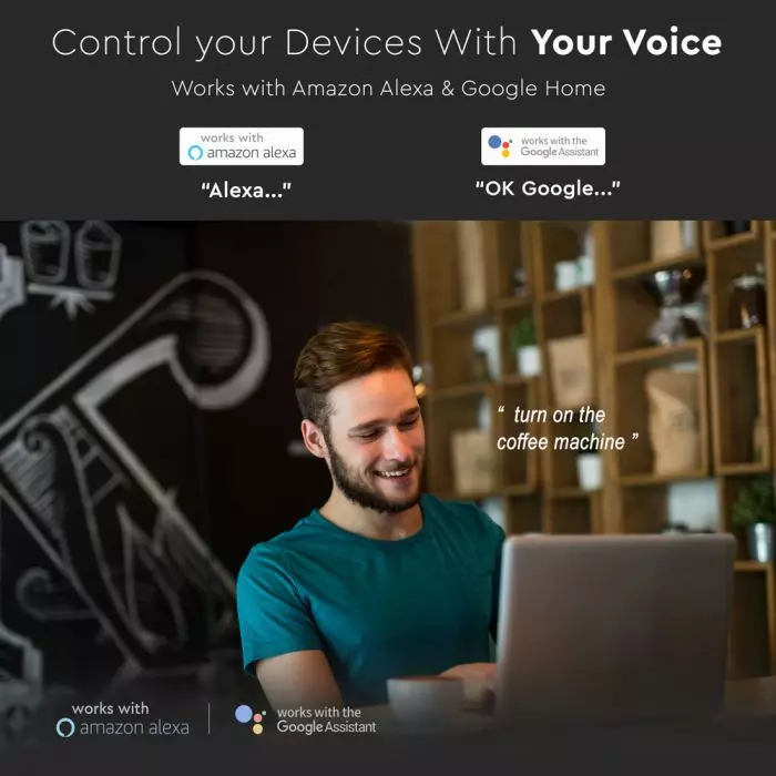 Prelungitor WIFI Inteligent Cu Intrerupator 3 Prize 4 Porturi USB Compatibil Cu AMAZON ALEXA Si GOOGLE HOME [6]
