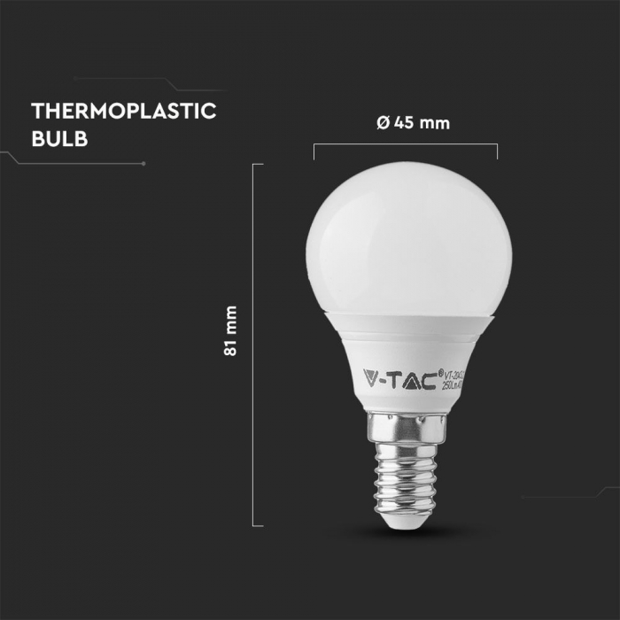 Bec LED E14 5.5W P45 Alb Cald 168 [2]