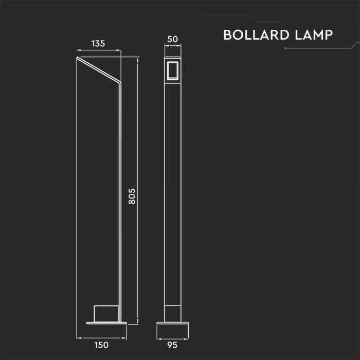 Lampa LED Stalpisor 7W Corp Negru din Aluminiu Alb Neutru [4]