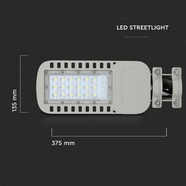 Lampa Stradala LED Slim 30W 120lm/W Cip Samsung Corp Gri Alb Rece - 5 Ani Garantie [4]