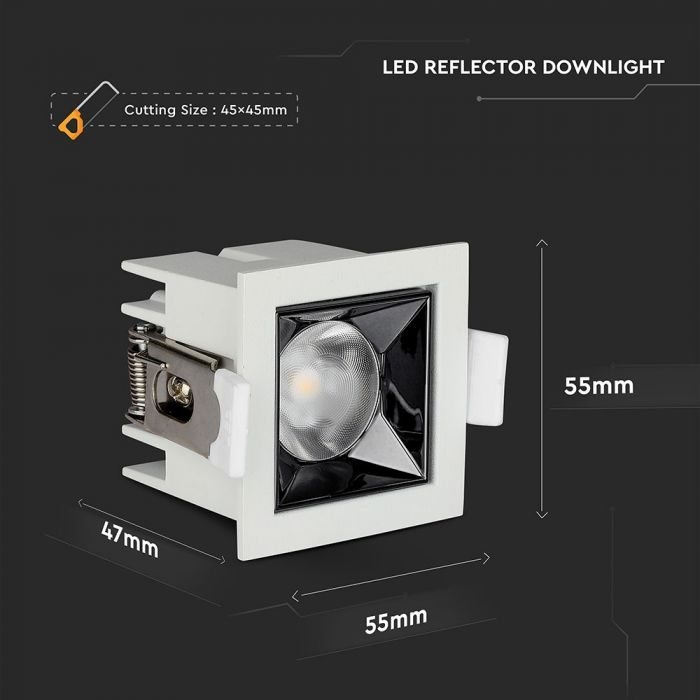 Spot LED patrat SMD chip Samsung 4W 36'D IP20 Alb Cald/Alb Natural/Alb Rece- 5 Ani Garantie [4]