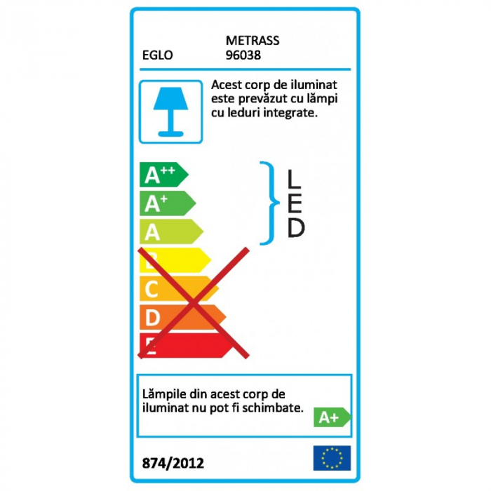 Aplica EGLO METRASS 96038, LED 1X5.6W 680lm 3000K, Aluminiu, Satinat [3]