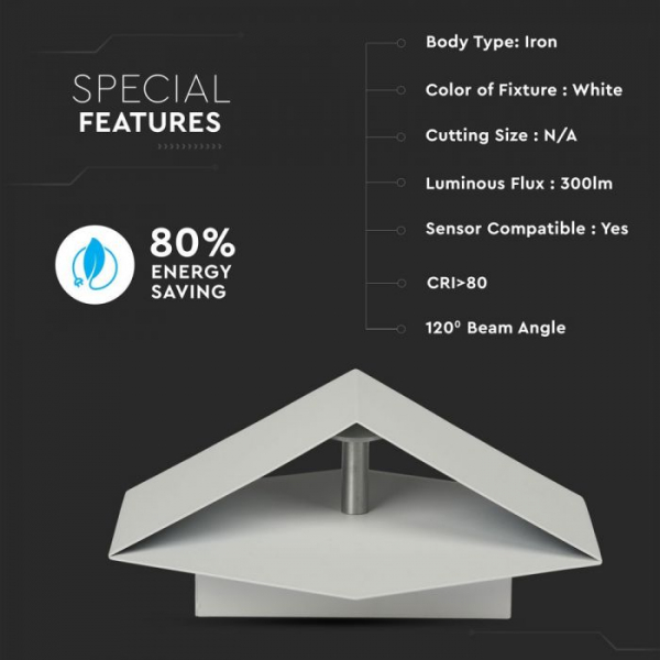 Aplica LED Alba 3W IP20 Chip BRIDGELUX Alb Cald [4]