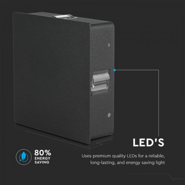 Aplica LED 4W Patrata Neagra IP65 Alb Cald [4]