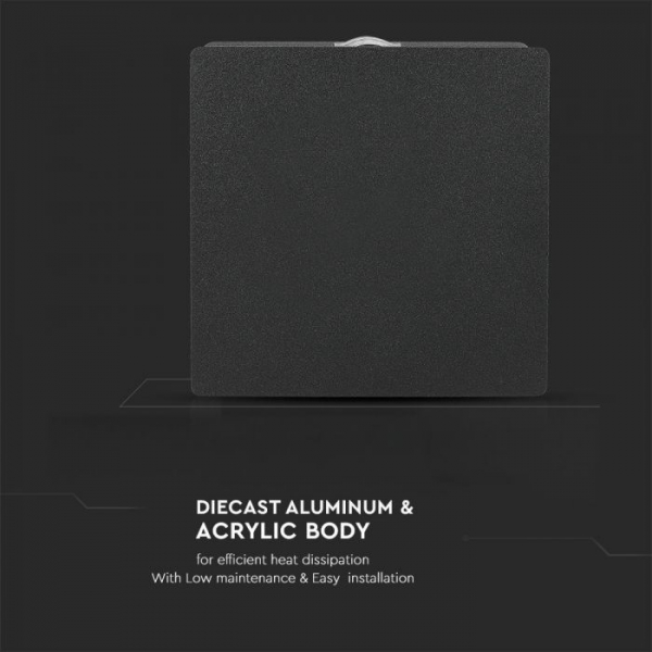 Aplica LED 4W Patrata Neagra IP65 Alb Cald [9]