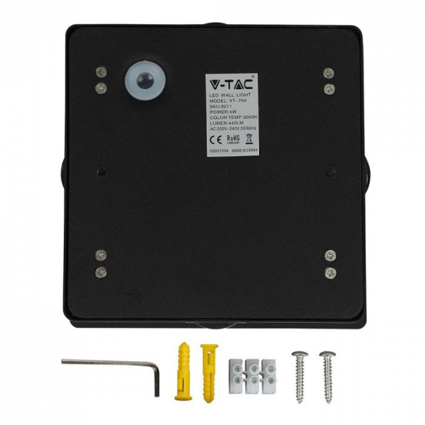 Aplica LED 4W Patrata Neagra IP65 Alb Natural [10]