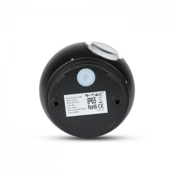 Aplica LED Neagra rotunda 6W  Alb Cald / Alb Natural IP65 [8]