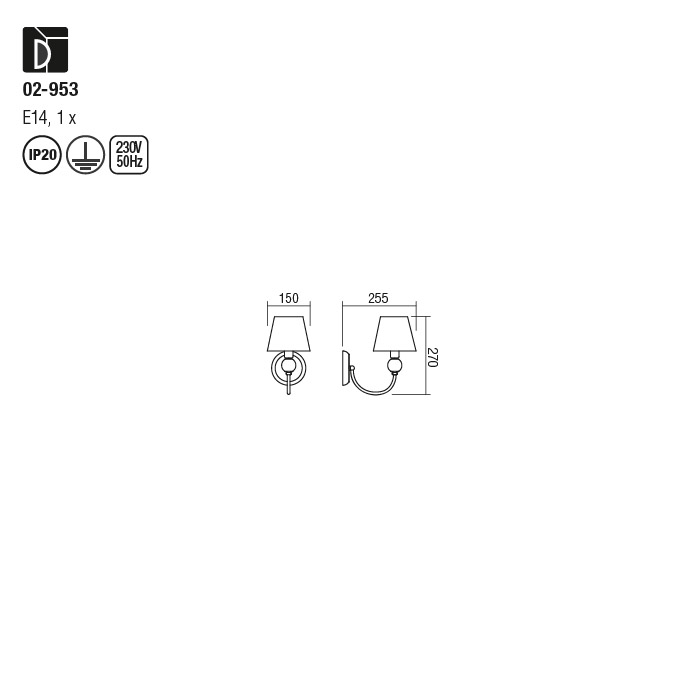 Aplica Redo Gwen, metal, crom, negru 1XE14, 02-953 [2]
