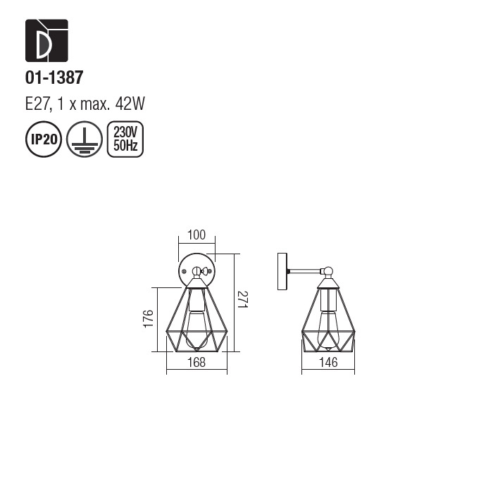Aplica Redo Krill, metal, negru mat 01-1387 [2]
