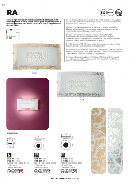 Aplica Redo Ra, sticla, argint, LED, 10W, 758 lumeni, alb neutru 4000K, 05-896 [2]