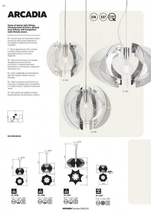 Pendul Redo Arcadia din metal cromat  01-1245 [2]