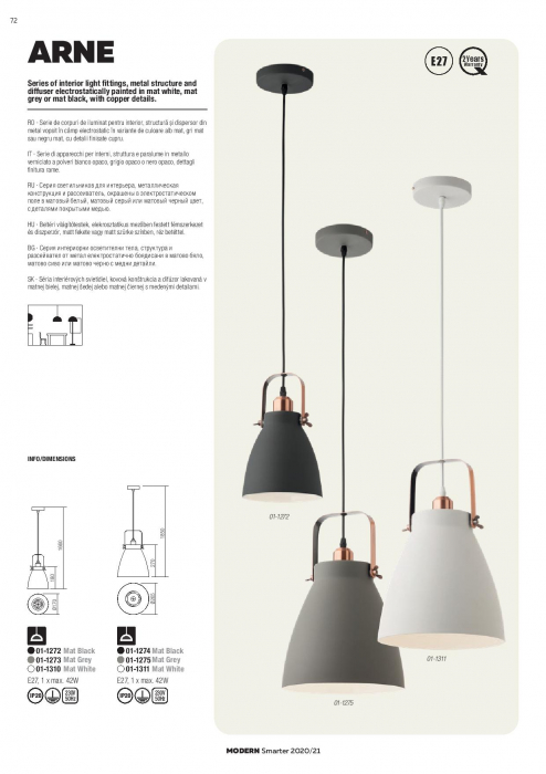 Suspensie Redo Arne negru, metal 01-1272 [3]