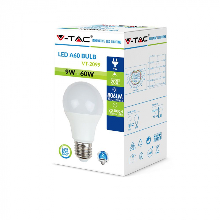 Bec LED 9W E27 A60 Termoplastic Alb Neutru 7262 [7]