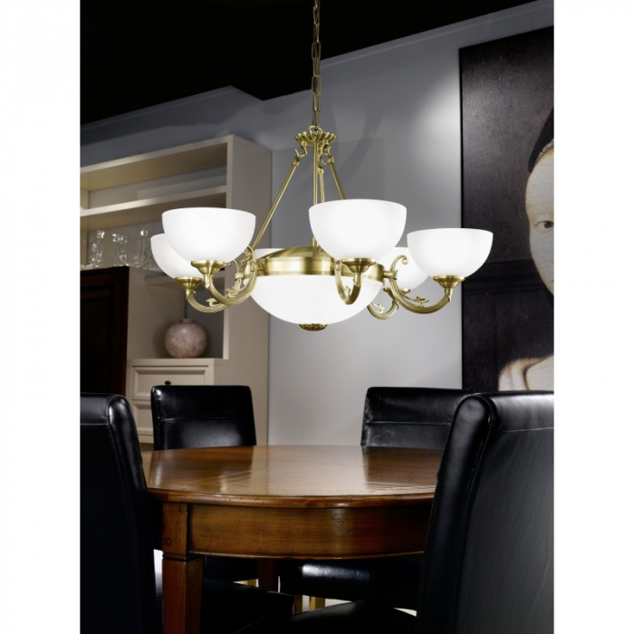 Candelabru EGLO SAVOY 82749/79762, E14;E27 6X40W Ø740mm, Bronz, alb [2]